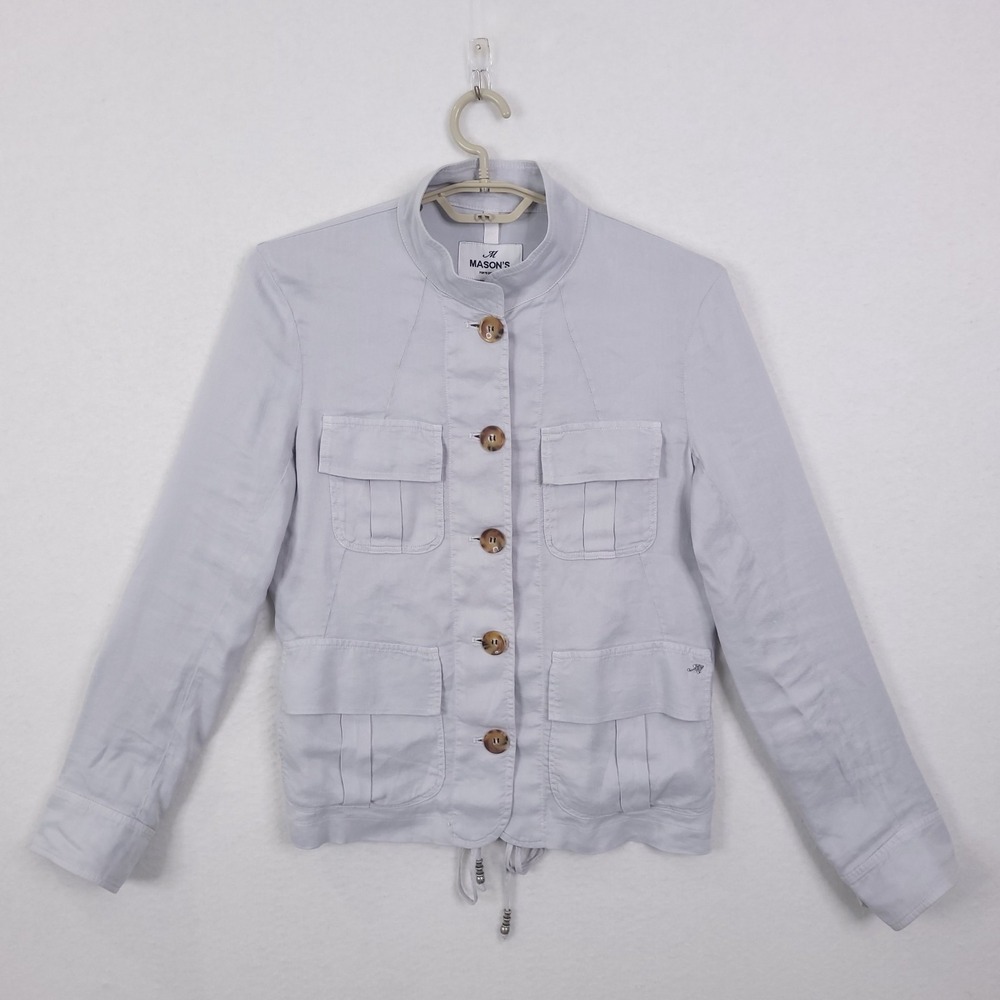 Masons Forte Dei Marmi Jacket Pants Set Womens Gray Size 40 Flap Pockets Buttons - Picture 9 of 16